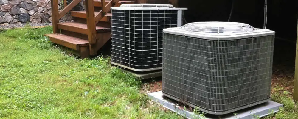 Heat pump installation and service units outside a home in Palm Springs, CA